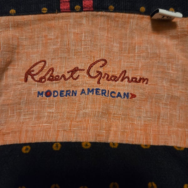 Robert Graham Modern American XL Short Sleeve Button-Down Navy Polka Dot Shirt
