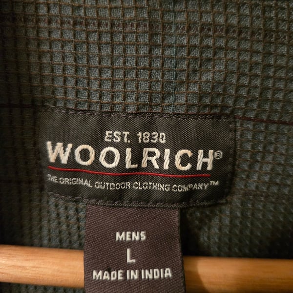 Woolrich Men's Size Large Green Waffle Knit Button-Down Casual Shirt