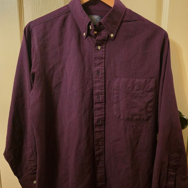 Vintage Sir Pendleton 100% Virgin Wool Burgundy Button Down Shirt Mens Large