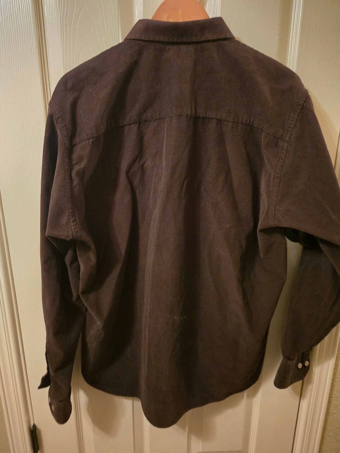 Tom James Men's XXL Brown Fine Wale Corduroy Button-Down Shirt 3