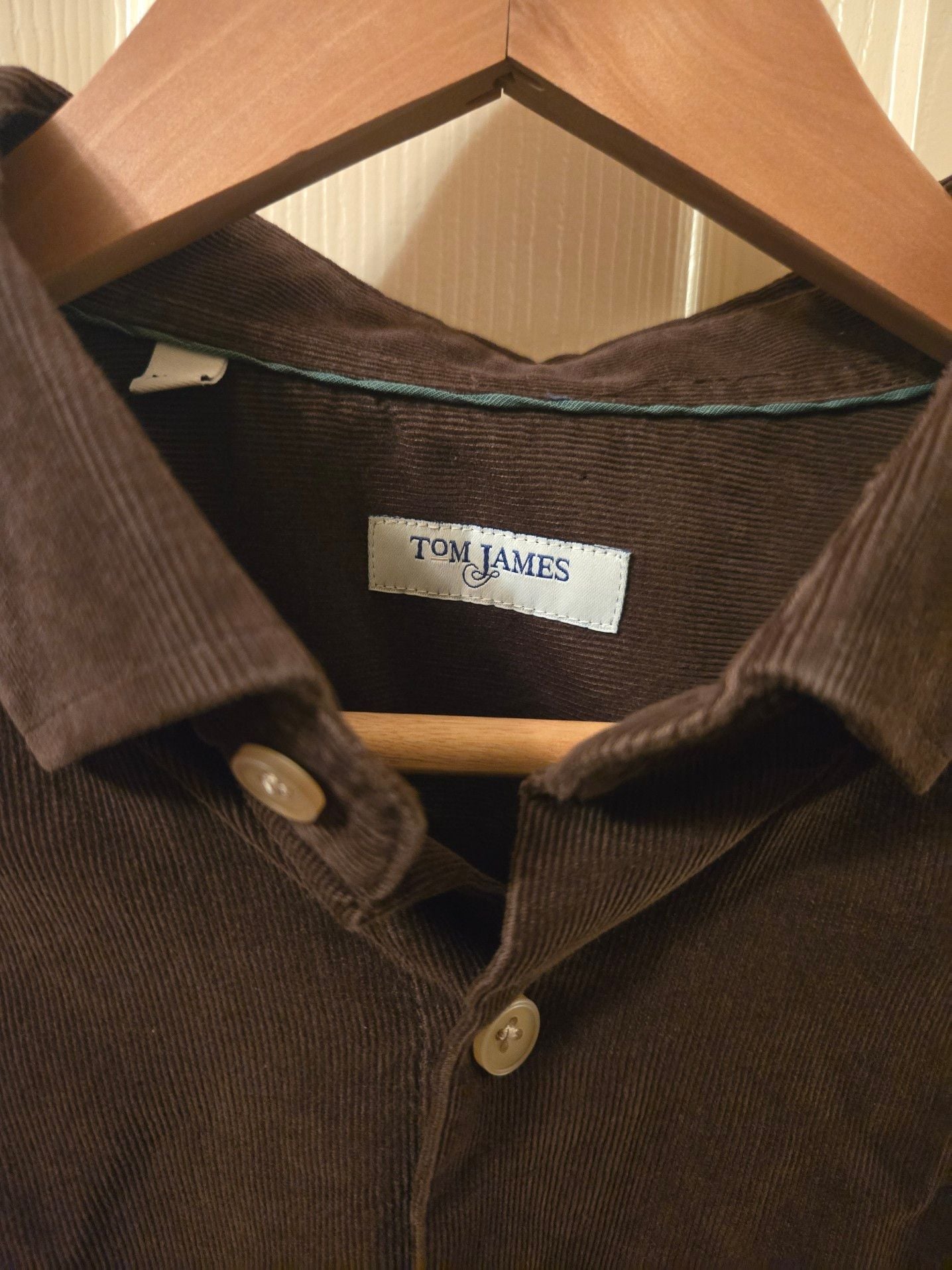 Tom James Men's XXL Brown Fine Wale Corduroy Button-Down Shirt 4