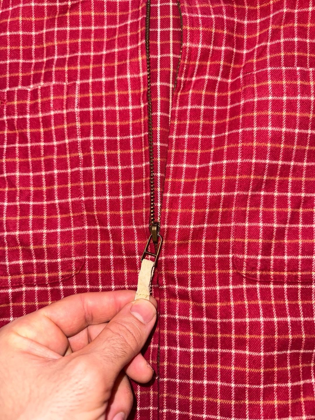 Denim & Co. Red Plaid Zip-Up Flannel Shirt Jacket with Leather Elbow Patches 7