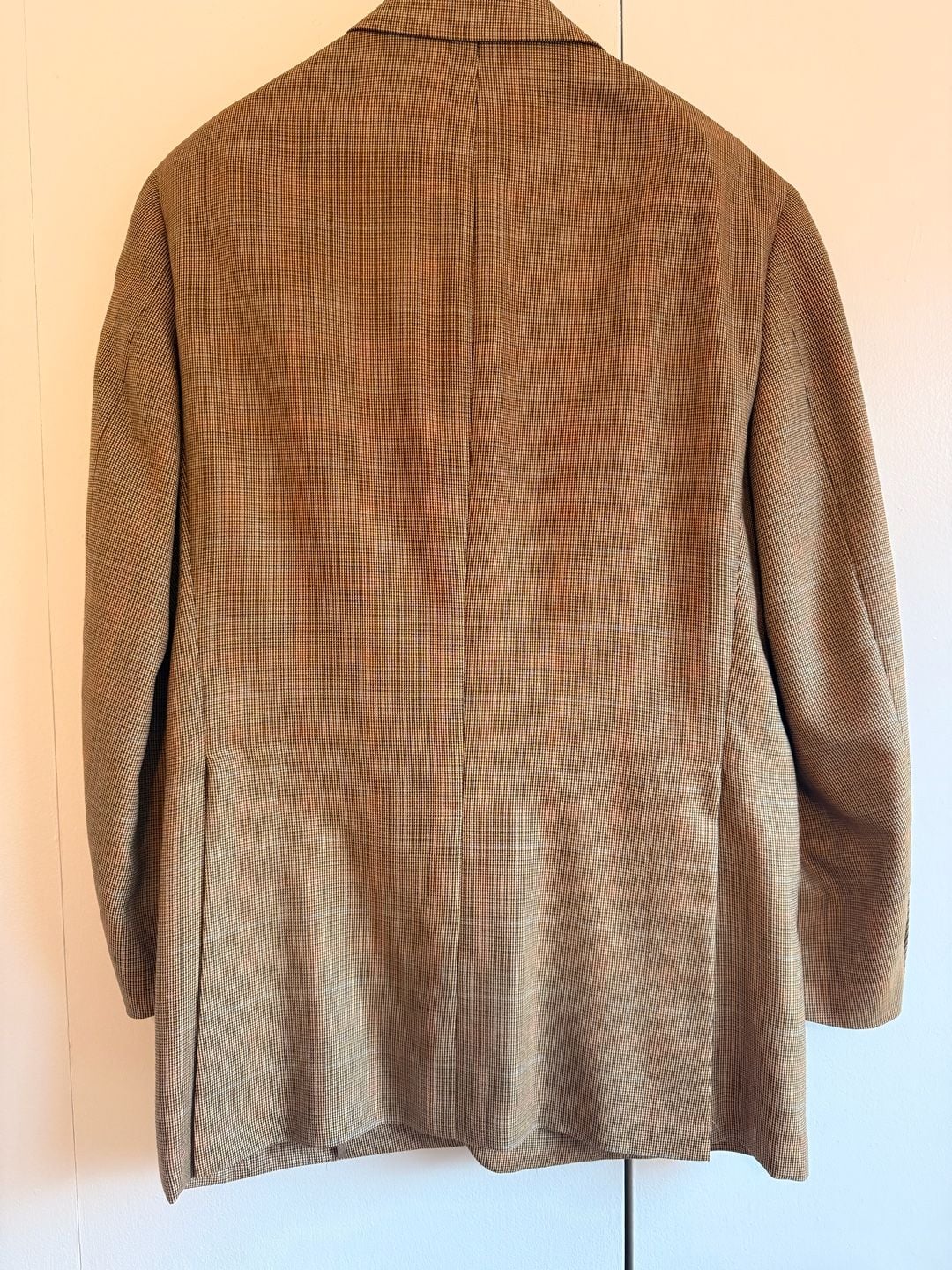 Paul Stuart Men's Brown Micro-check Houndstooth Wool Suit Wool and Silk 44R Made in Canada 3