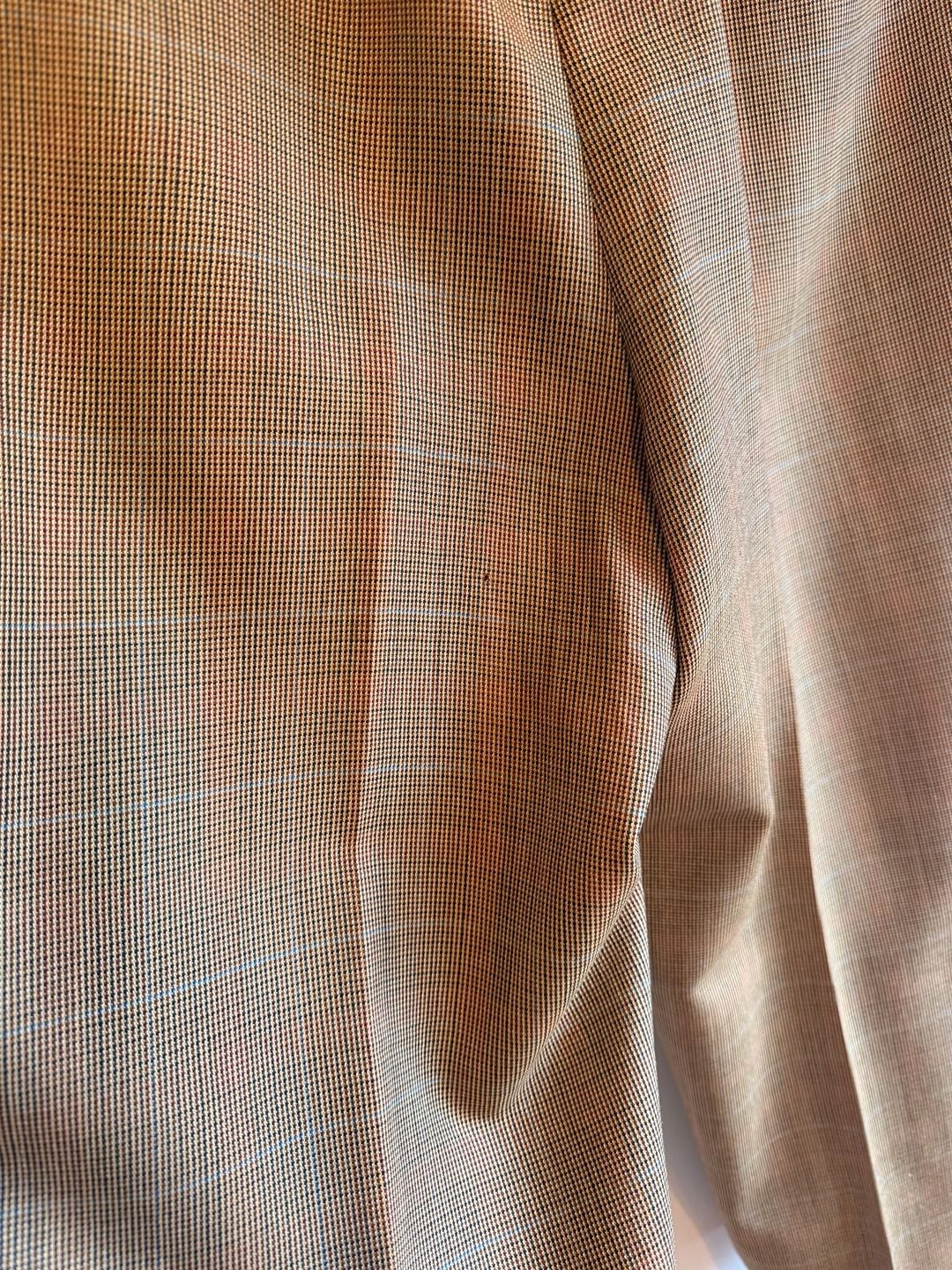 Paul Stuart Men's Brown Micro-check Houndstooth Wool Suit Wool and Silk 44R Made in Canada 12