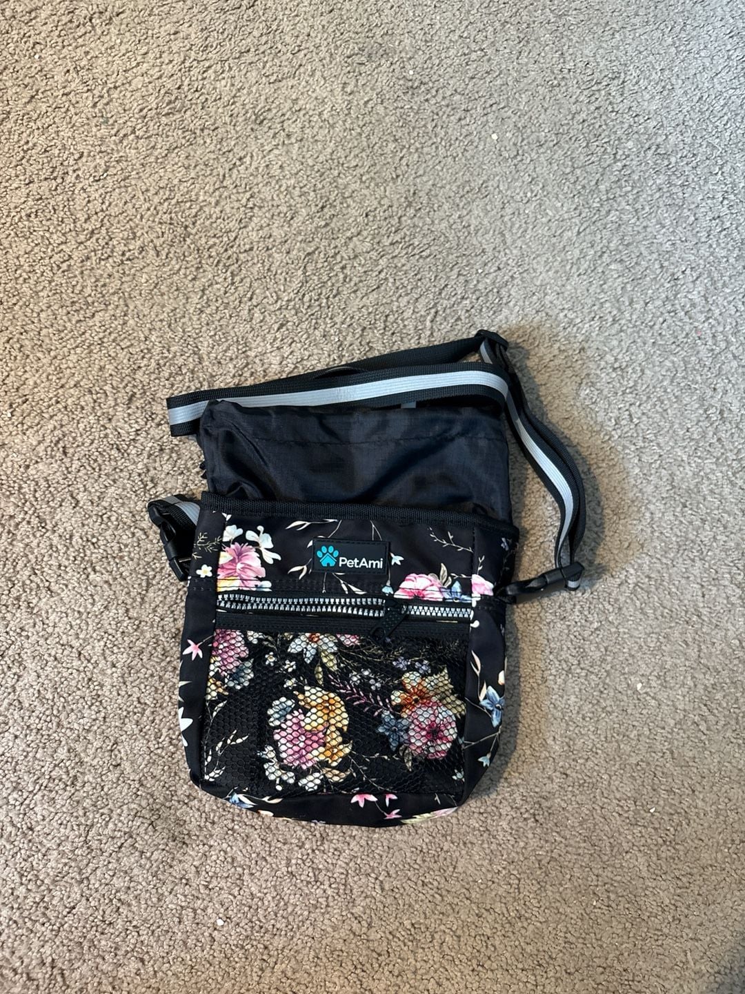PetAmi Dog Treat Training Pouch Walking Bag with Poop Bag Dispenser Floral Black 2