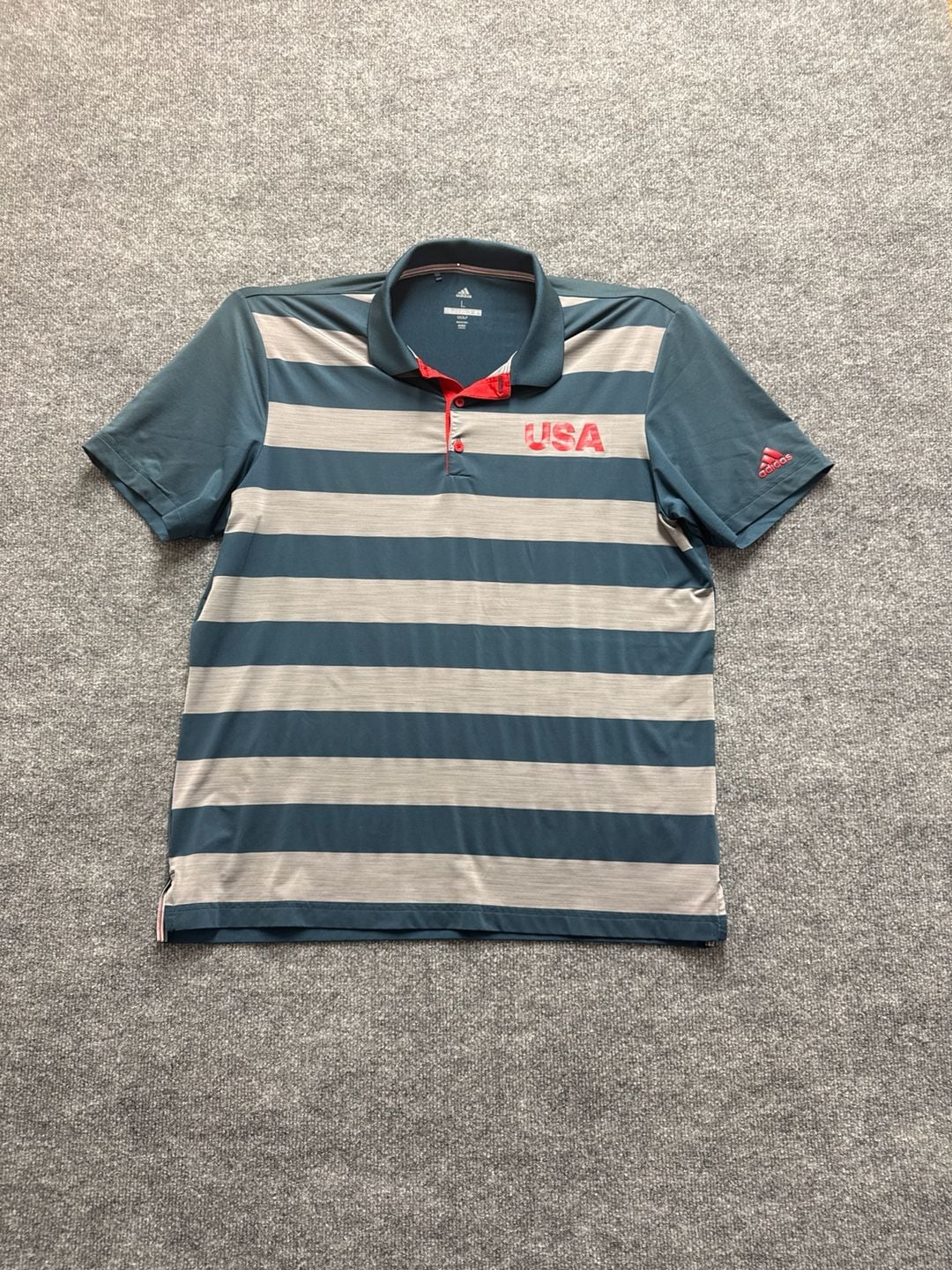 Adidas USA Golf Ultimate 365 Rugby Stripe Polo Shirt Men's Large 2