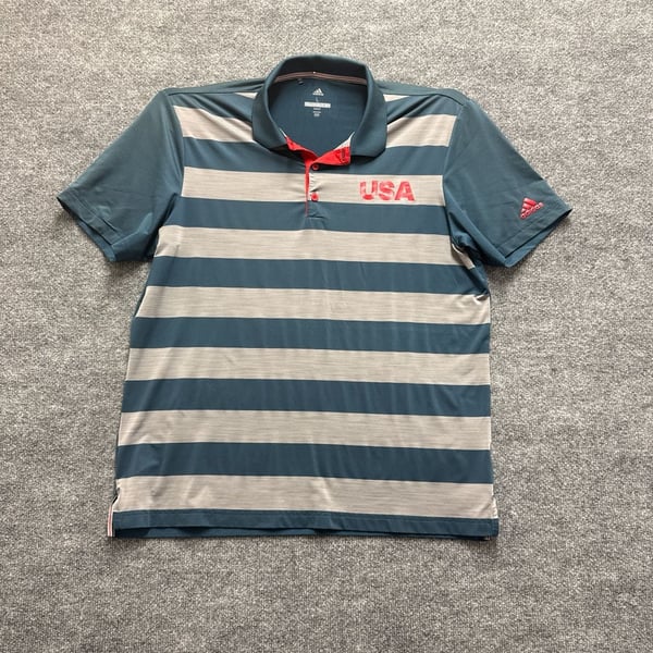 Adidas USA Golf Ultimate 365 Rugby Stripe Polo Shirt Men's Large