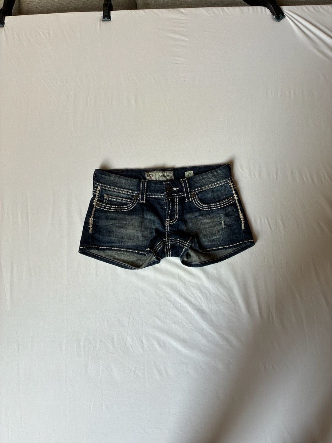 BKE Sabrina Low Rise Dark Wash Denim Shorts with Thick Stitch Size 27 2