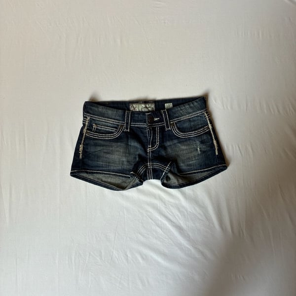 BKE Sabrina Low Rise Dark Wash Denim Shorts with Thick Stitch Size 27