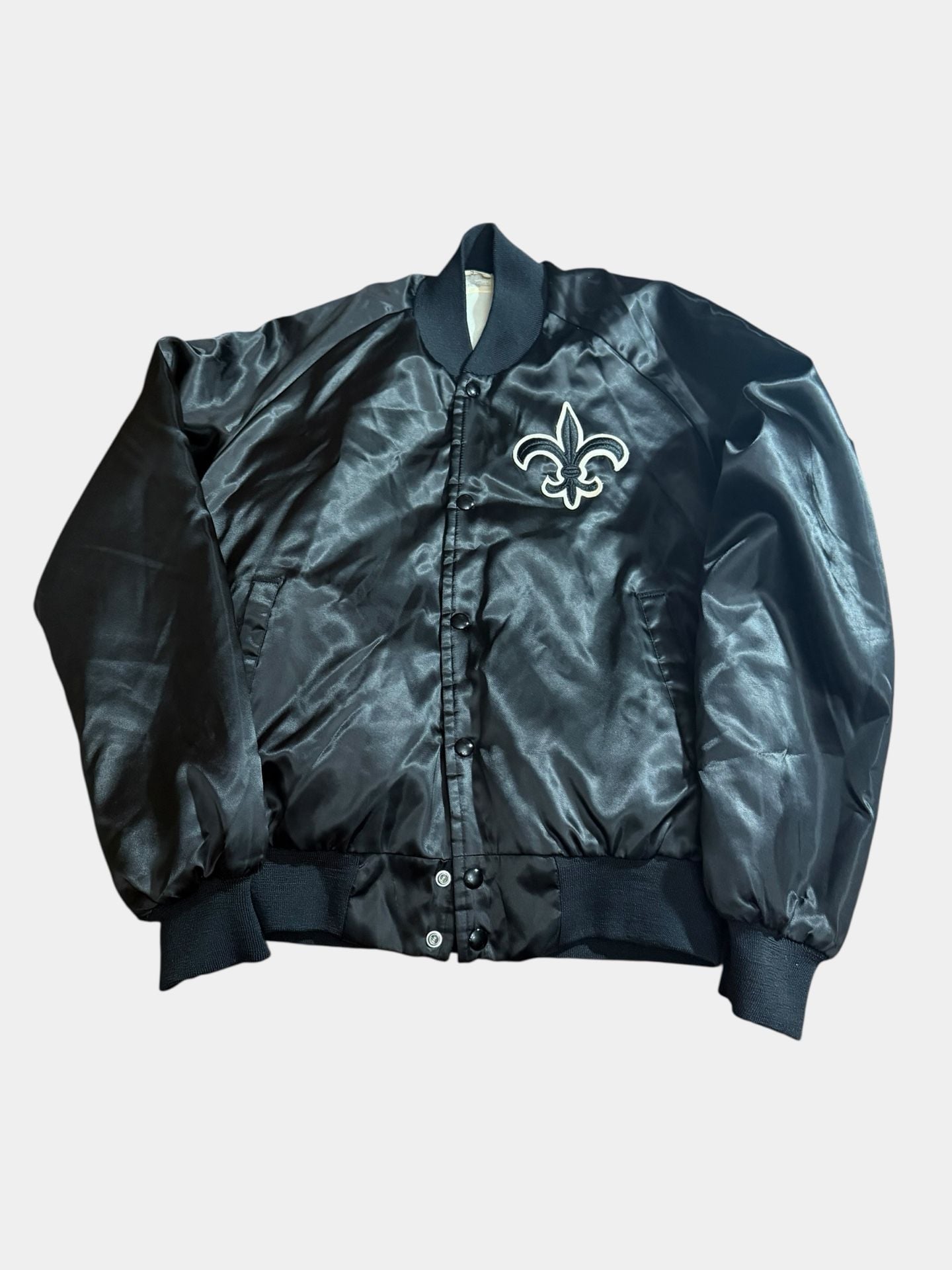 Vintage 80s Chalk Line New Orleans Saints Satin Bomber Varsity Jacket Size Small 2