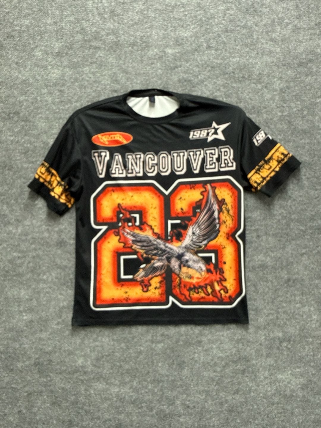 ROMWE Men's Vancouver 23 Eagle Graphic 1987 Streetwear Jersey T-Shirt 3