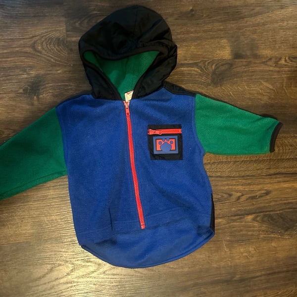 Vintage Garanimals 18M Colorblock Fleece Hoodie Zip-up Jacket
