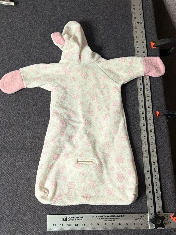 Vintage Gerber Pink Snowflake Fleece Hooded Sleep Sack Bunting Size 6 Months 5