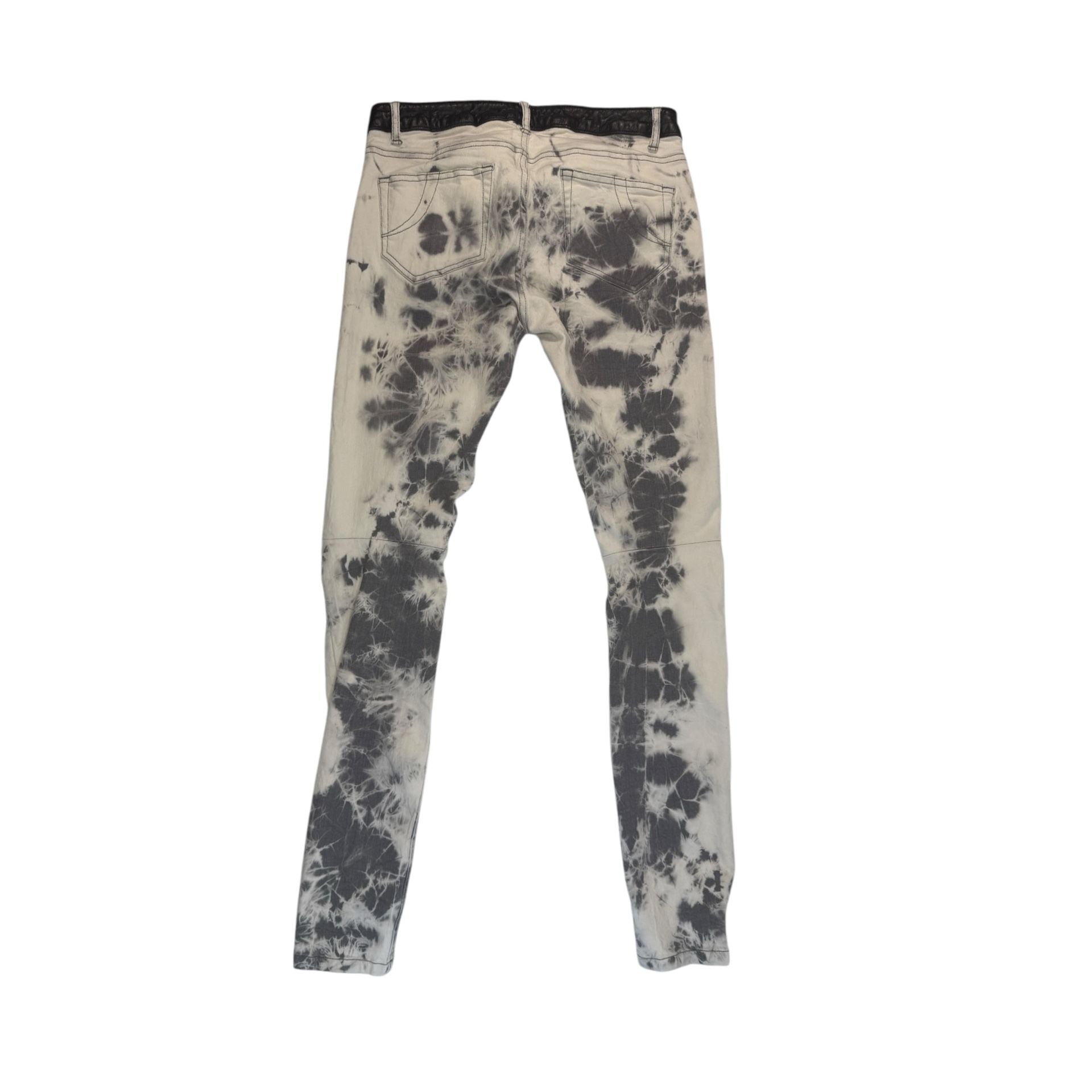Maje Tie-Dye Acid Wash Skinny Jeans with Faux Leather Waistband 3