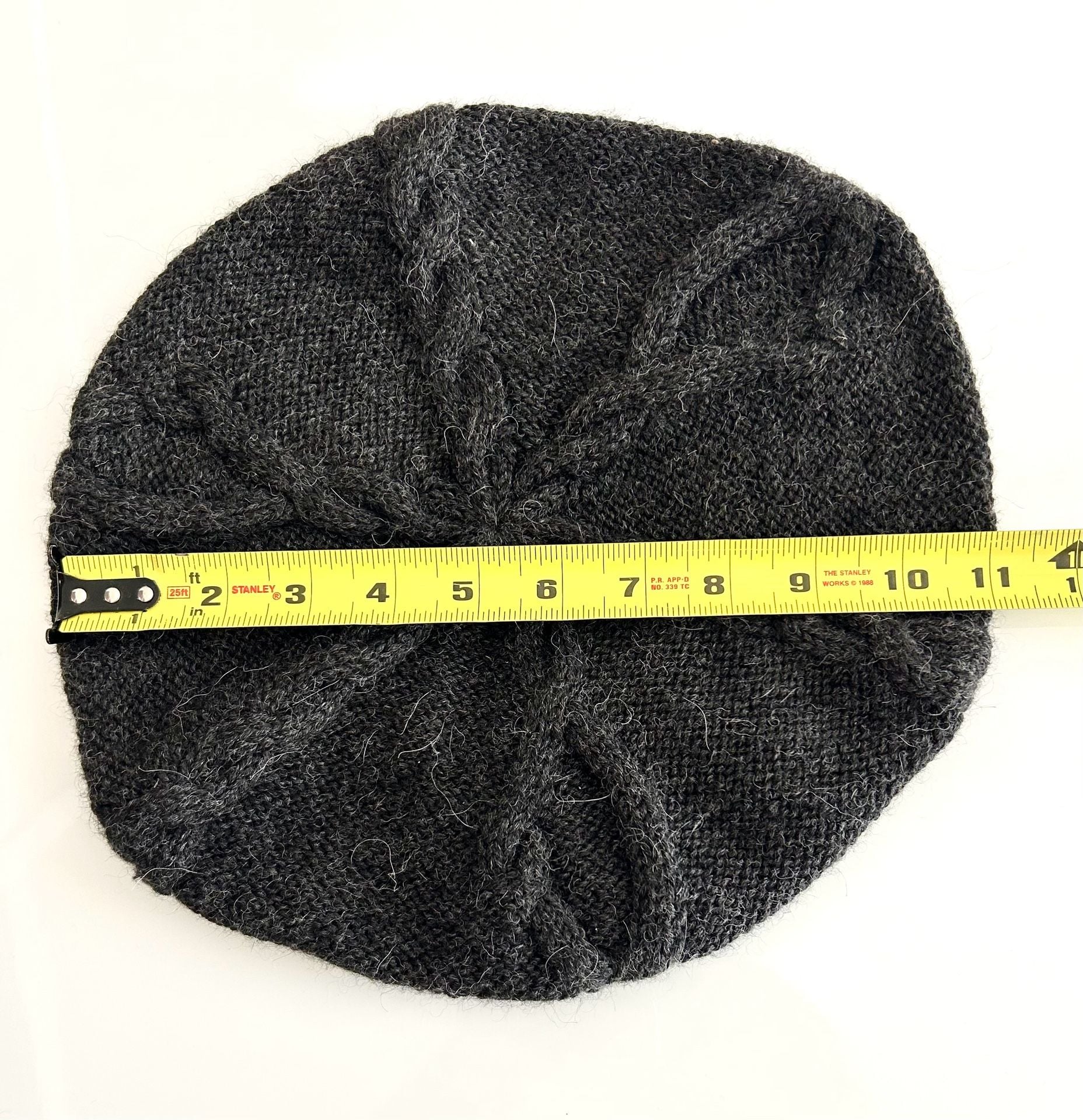 Alpaca International 100% Baby Alpaca Gray Cable Knit Beret 5