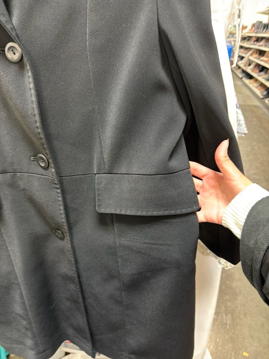 Utex Design Black Single Breasted Longline Trench Coat Jacket Size Small 4