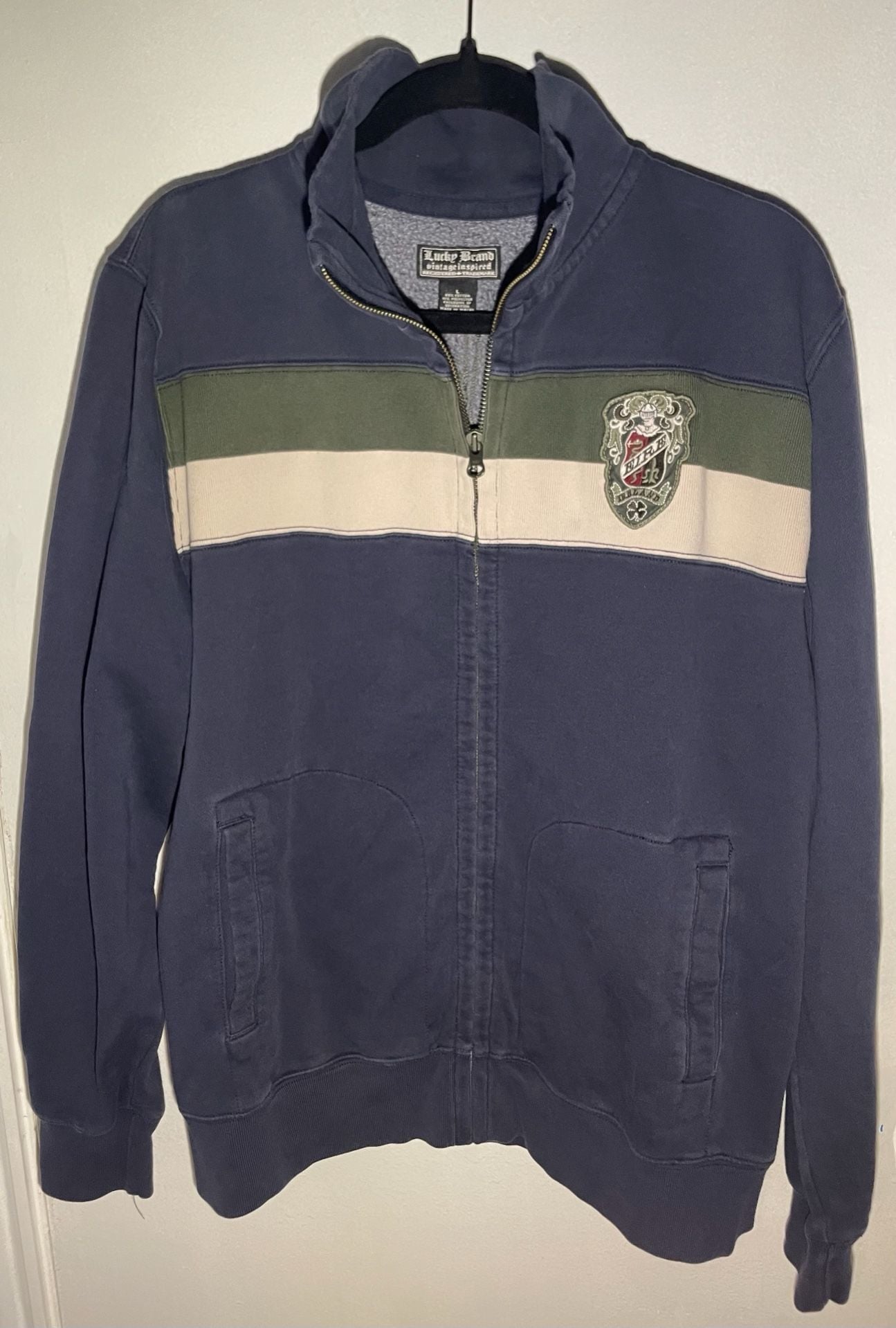 Lucky Brand Vintage Inspired Dublin Ireland Full-Zip Sweatshirt Track Jacket 2