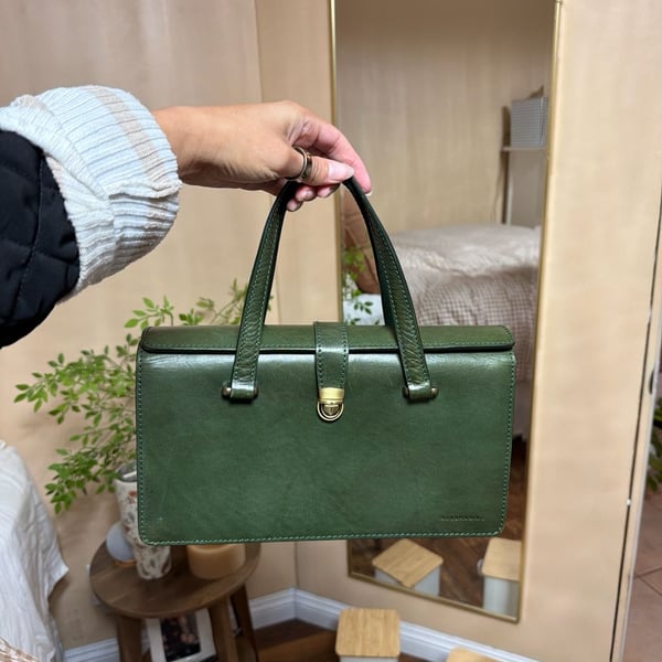 HANDMADING Green Tanned Leather Top-Handle Doctor Bag