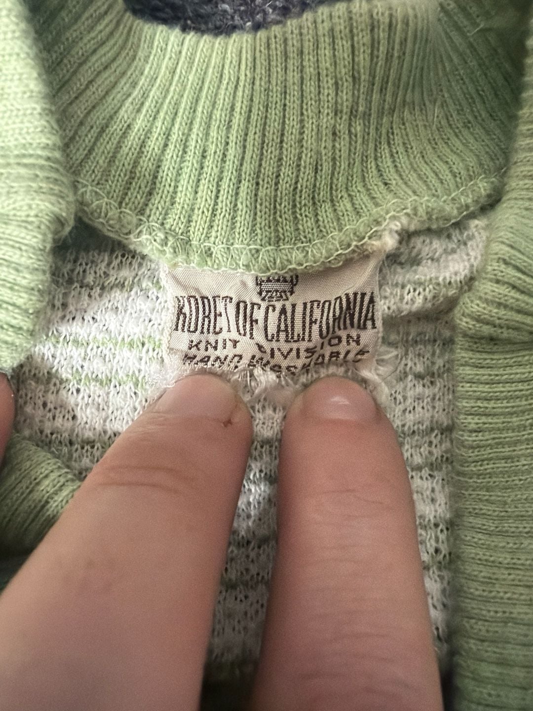 Vintage Koret of California Knit Division Pastel Green and White Textured Button Up Vest 2