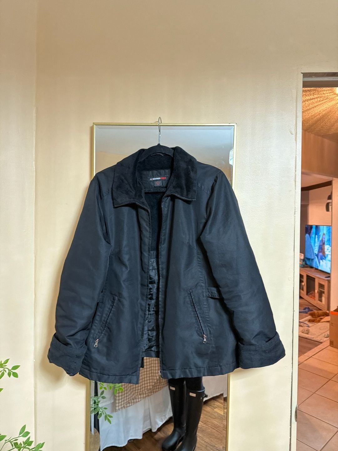 Weather Tamer Black Fleece-Lined Winter Jacket with Faux Fur Collar 1