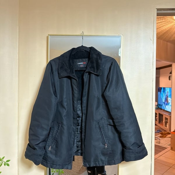 Weather Tamer Black Fleece-Lined Winter Jacket with Faux Fur Collar