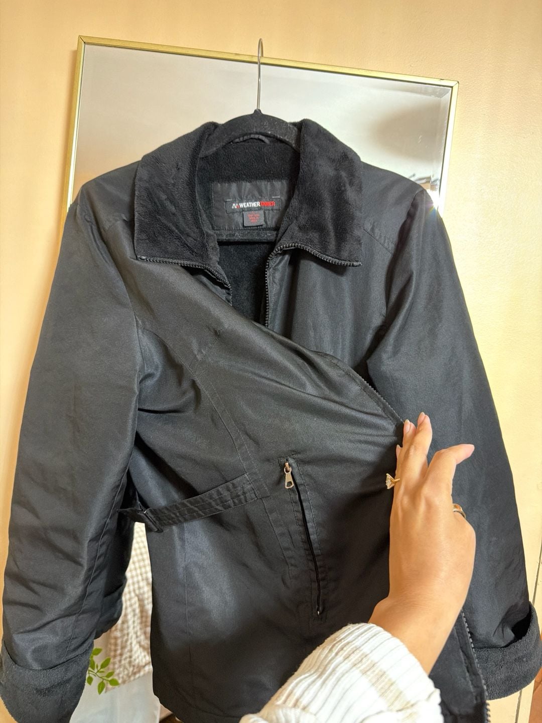 Weather Tamer Black Fleece-Lined Winter Jacket with Faux Fur Collar 4