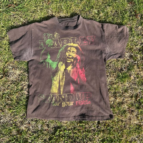 Vintage 2009 Bob Marley 'Stand Up For Your Rights' Faded Brown T-Shirt