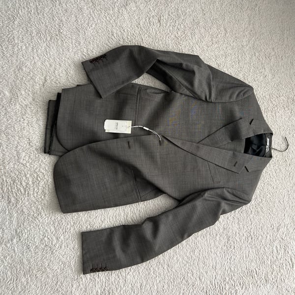 Armani Collezioni Gray Micro-Check Wool Two-Piece Suit