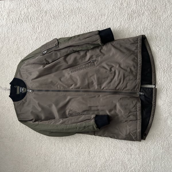 Diesel Longline Padded Bomber Jacket Olive Green and Brown