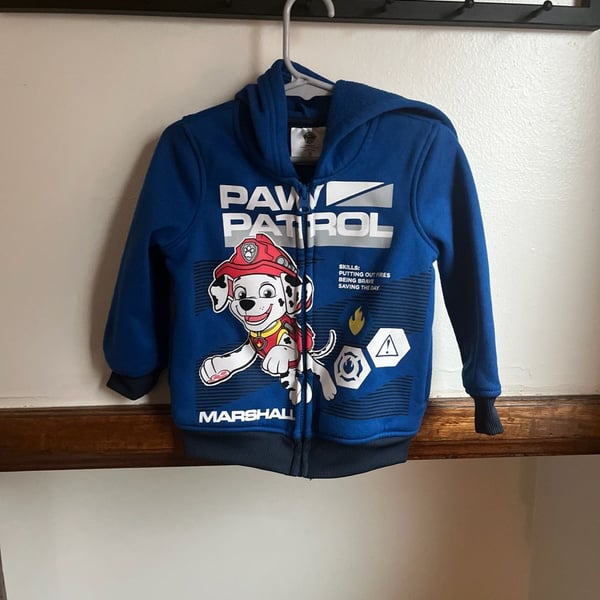 Paw Patrol nickelodeon Hooded Zip-Up Jacket Size 24mo Blue/Red All Paws on Deck