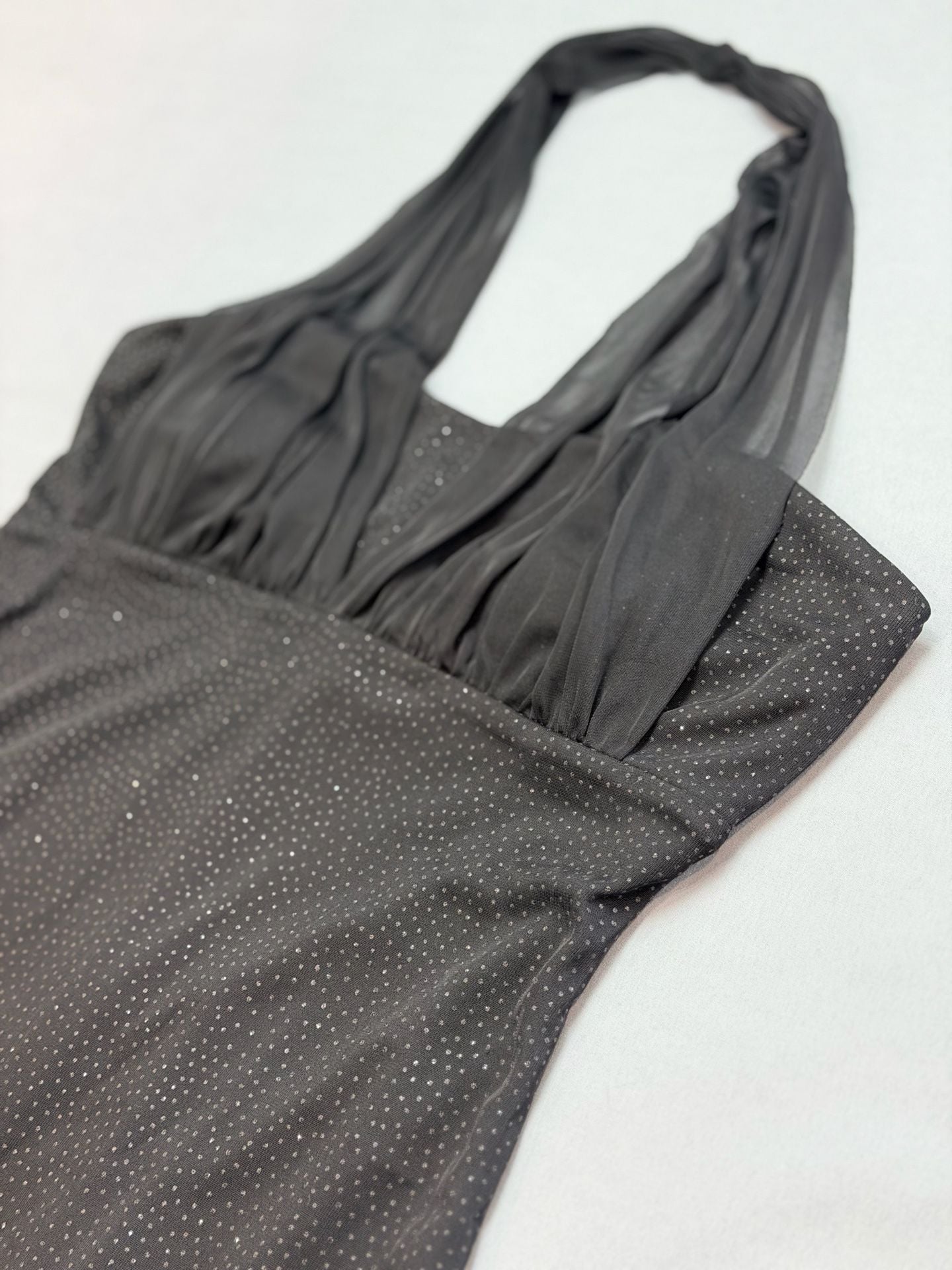 Vintage Black Mesh Halter Sparkly Dot Midi Sz 10 Y2K Party 2