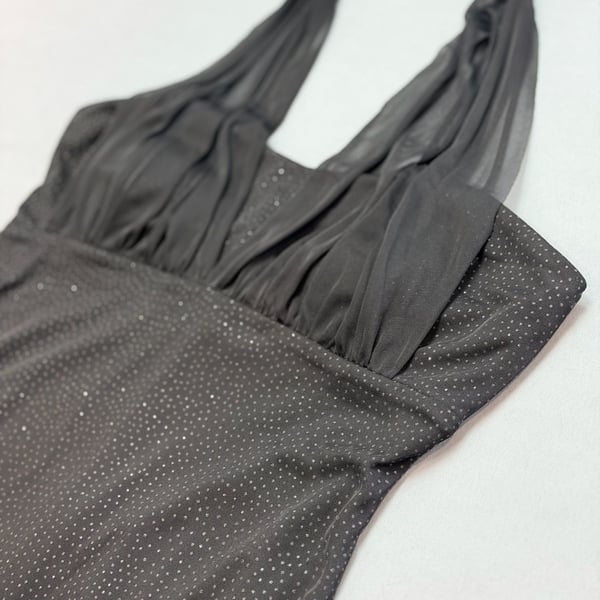 Vintage Black Mesh Halter Sparkly Dot Midi Sz 10 Y2K Party