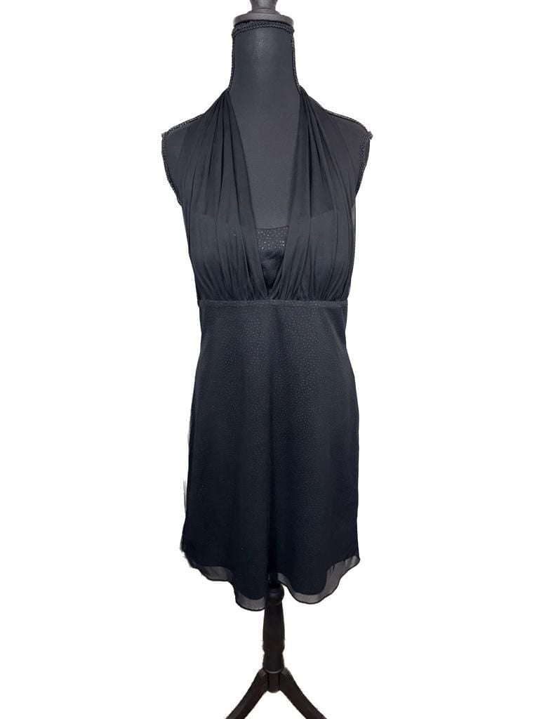 Vintage Black Mesh Halter Sparkly Dot Midi Sz 10 Y2K Party 3