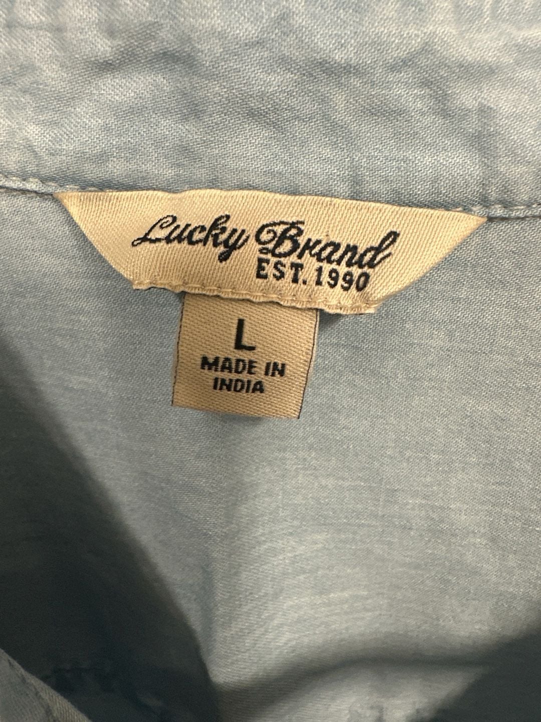 Lucky Brand Women's Size L Blue Chambray Long Sleeve Popover Tunic Shirt 2