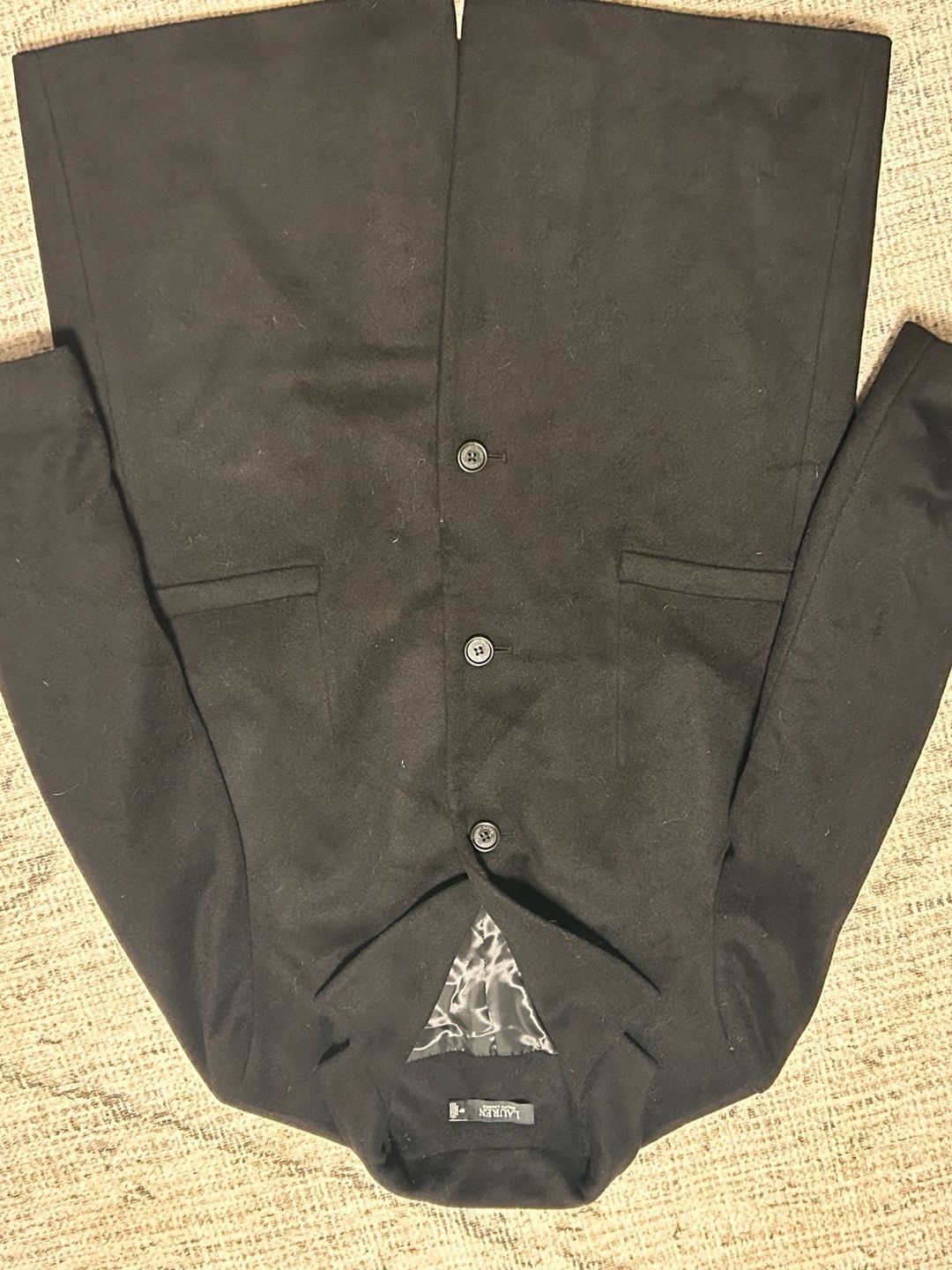 Lauren Ralph Lauren Black Wool Blend Single Breasted Reefer Coat Size 16P 3