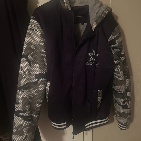 Dallas Cowboys Men's Full Zip Fleece Lined Jacket with Camouflage Sleeves