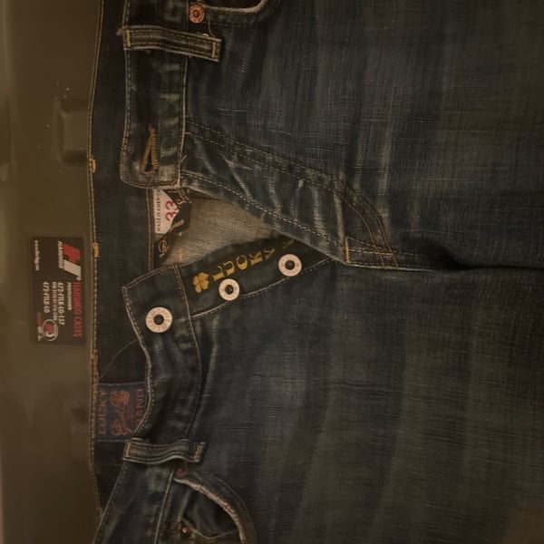 Vintage Lucky Brand by Gene Montesano Men's 33 Reg Blue Denim Button Fly Jeans Made in USA