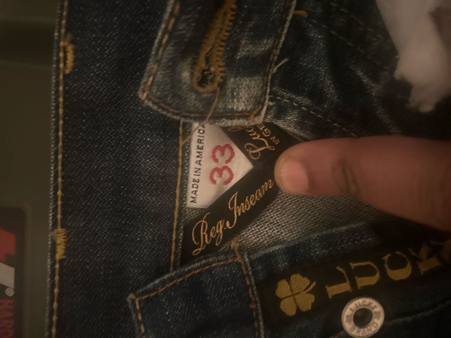 Vintage Lucky Brand by Gene Montesano Men's 33 Reg Blue Denim Button Fly Jeans Made in USA 2