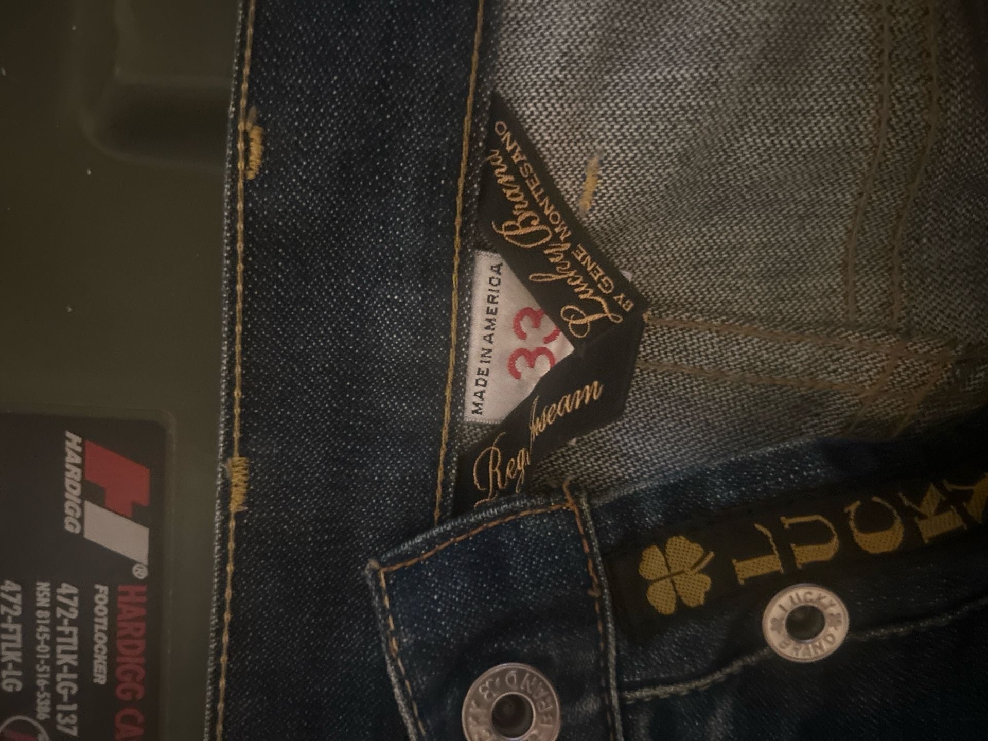 Vintage Lucky Brand by Gene Montesano Men's 33 Reg Blue Denim Button Fly Jeans Made in USA 3