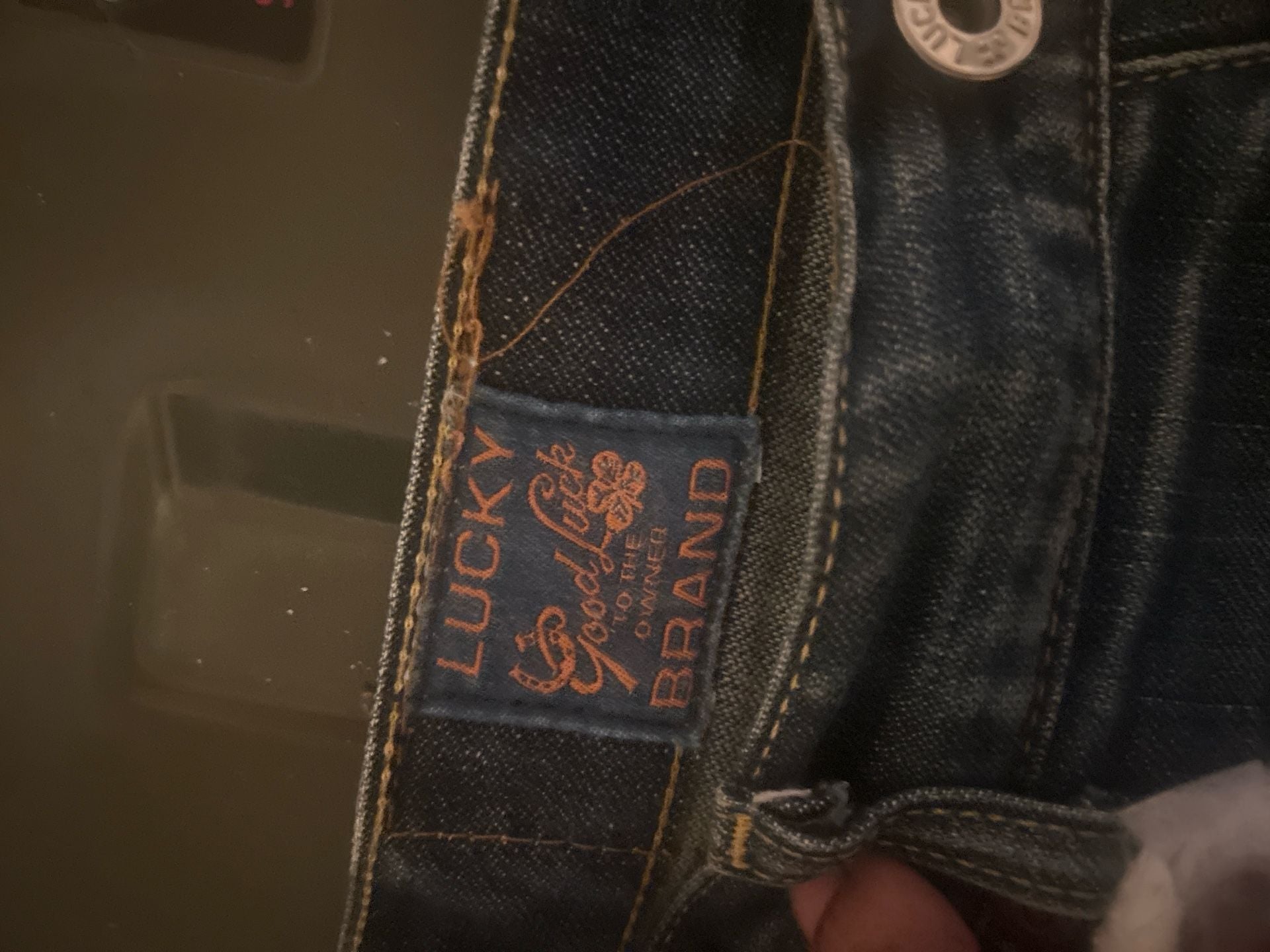 Vintage Lucky Brand by Gene Montesano Men's 33 Reg Blue Denim Button Fly Jeans Made in USA 4