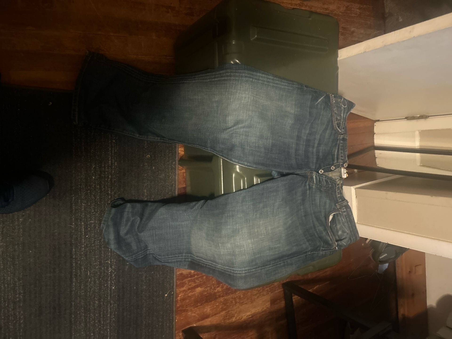 Vintage Lucky Brand by Gene Montesano Men's 33 Reg Blue Denim Button Fly Jeans Made in USA 5