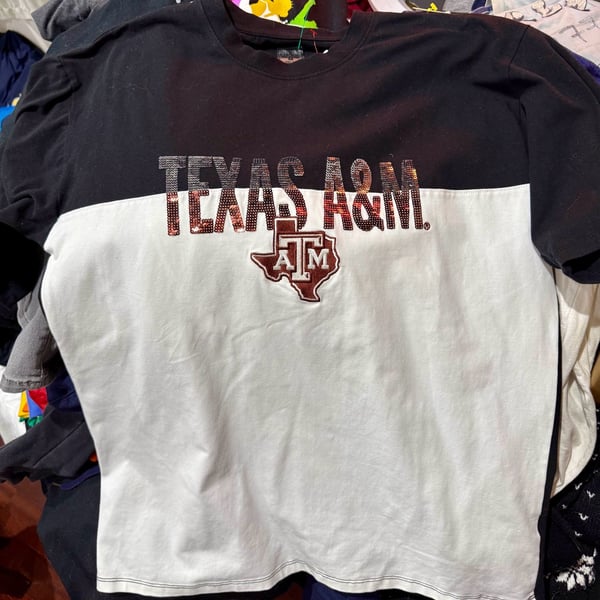 Gameday Couture Women's Texas A&M Aggies Sequin Colorblock Crewneck Short Sleeve T-Shirt