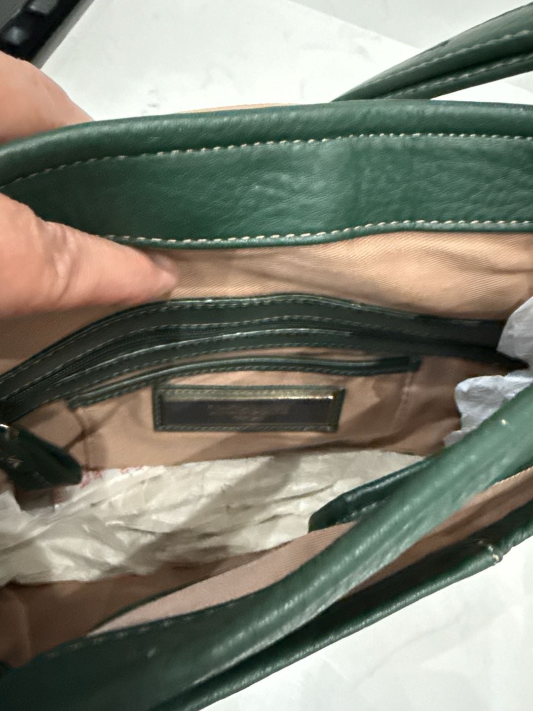 Liz Claiborne Leather Purse - Very Soft - Multiple Pockets Green 6