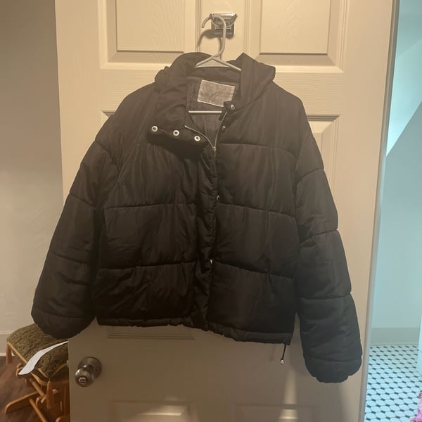 One After Another Nice Claup Black Hooded Puffer Jacket