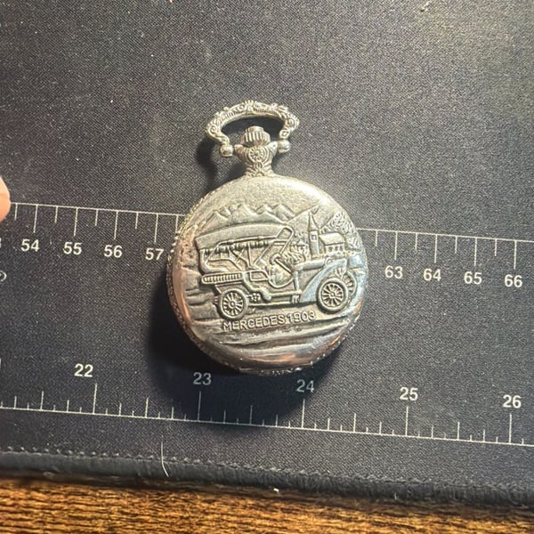 Vintage Geneva Mercedes 1903 Silver Tone Quartz Pocket Watch