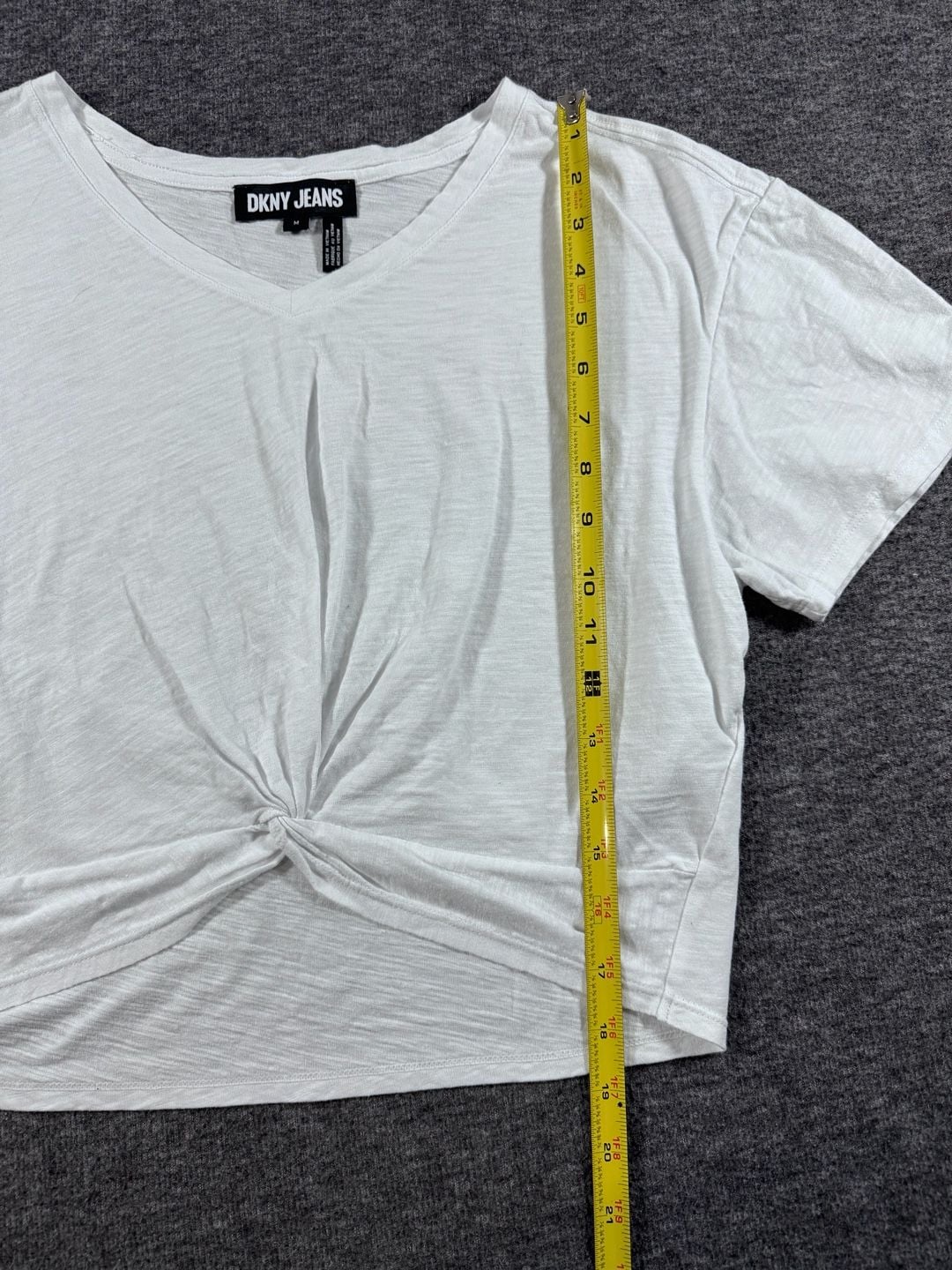 DKNY JEANS White Short Sleeve Twist Front V-Neck Crop Top 5
