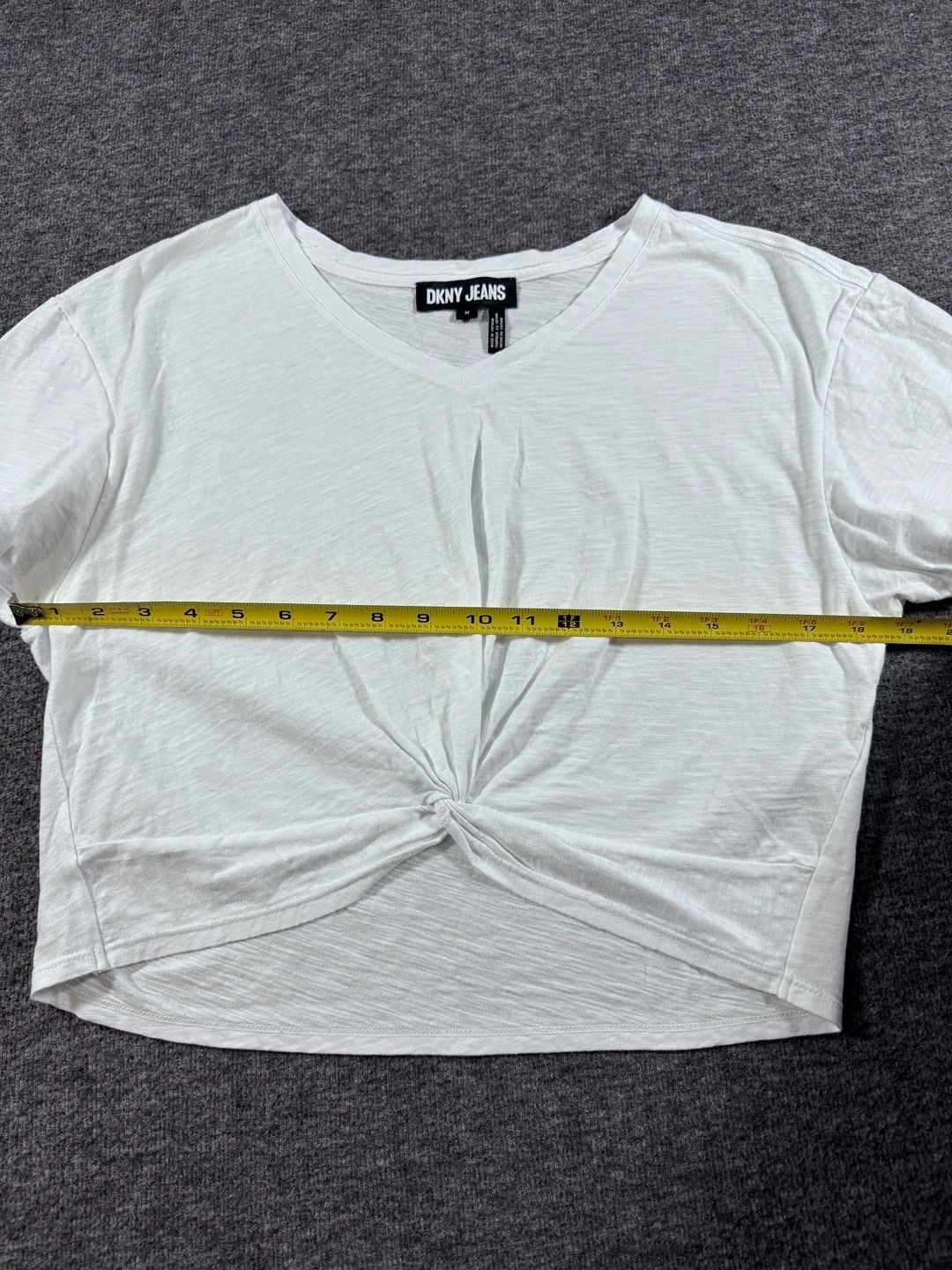 DKNY JEANS White Short Sleeve Twist Front V-Neck Crop Top 6