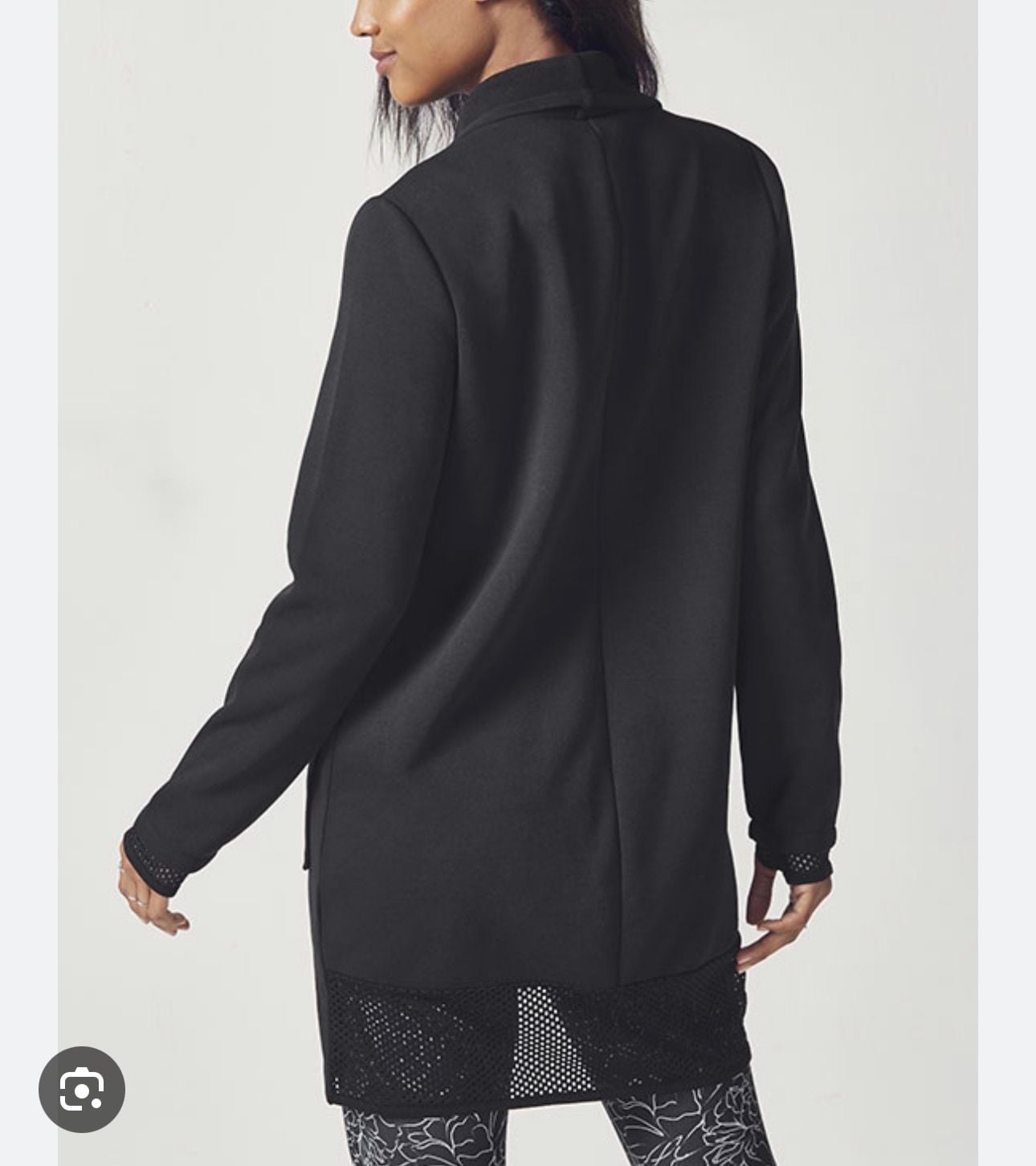 Fabletics Eugenia Coat Black Mesh Detail Wrap Cardigan Jacket 2