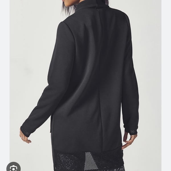Fabletics Eugenia Coat Black Mesh Detail Wrap Cardigan Jacket