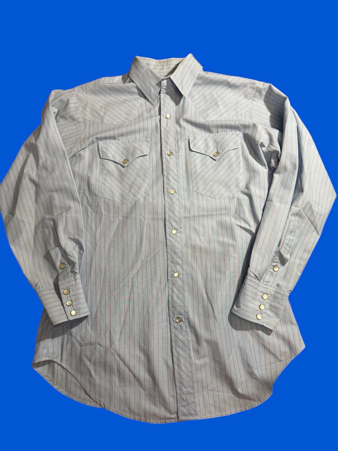 Vintage Ruddock Western Pearl Snap Shirt Blue Red Stripe Mens Medium 70s 80s 2